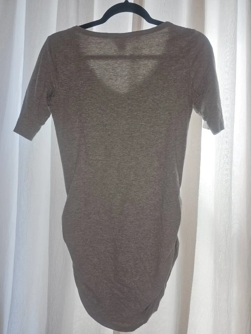 Moda International Gray V-Neck Longline Tunic Top S 100% Cotton
